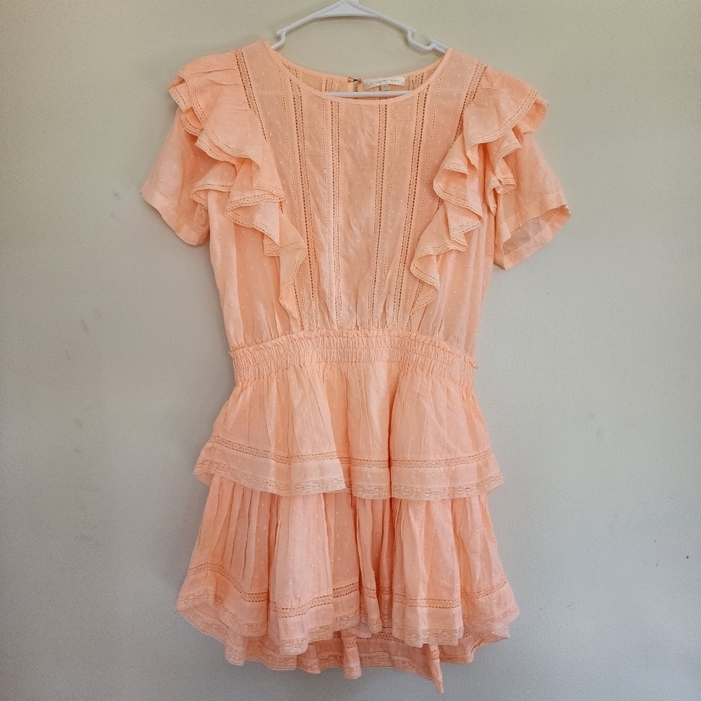 Peach Blossom Mini Dress Ruffled Size Medium - Picture 4 of 16